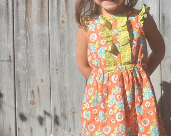 INSTANT DOWNLOAD- Collette Dress (sizes 12/18 months to 10) PDF Sewing Pattern and Tutorial