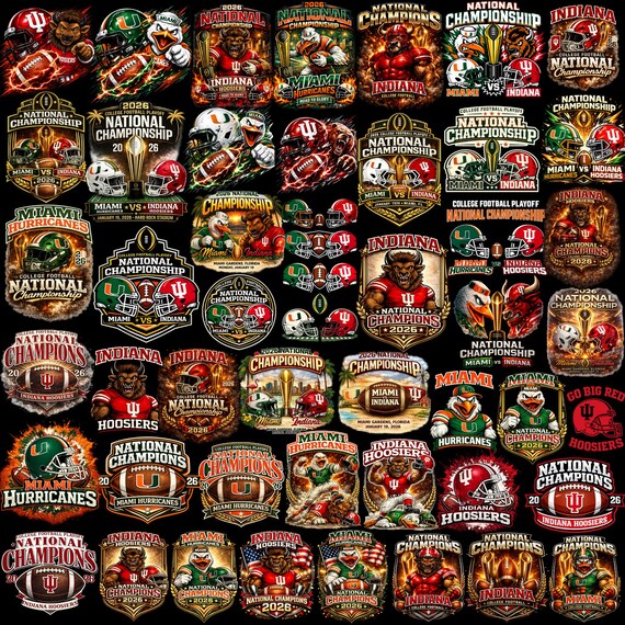 Miami Hurricanes vs Indiana Hoosiers 2026 National Championship Helmet PNG Bundle | College Football Playoff Final | 48 PNG Instant Download