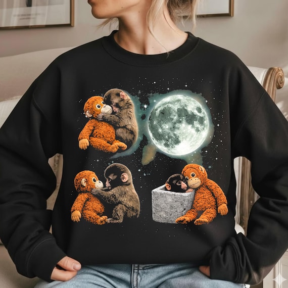 Punch Monkey Shirt PNG, Baby Monkey Moon Shirt , Lonely Punch Baby Monkey Sublimation, Emotional Plush Toy Monkey Design Digital Download