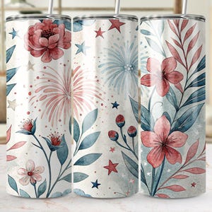 4th of July Tumbler Wrap Png, Patriotic Tumbler Sublimation, Seamless 20oz Tumbler Design, Red White Blue, Digital Download
