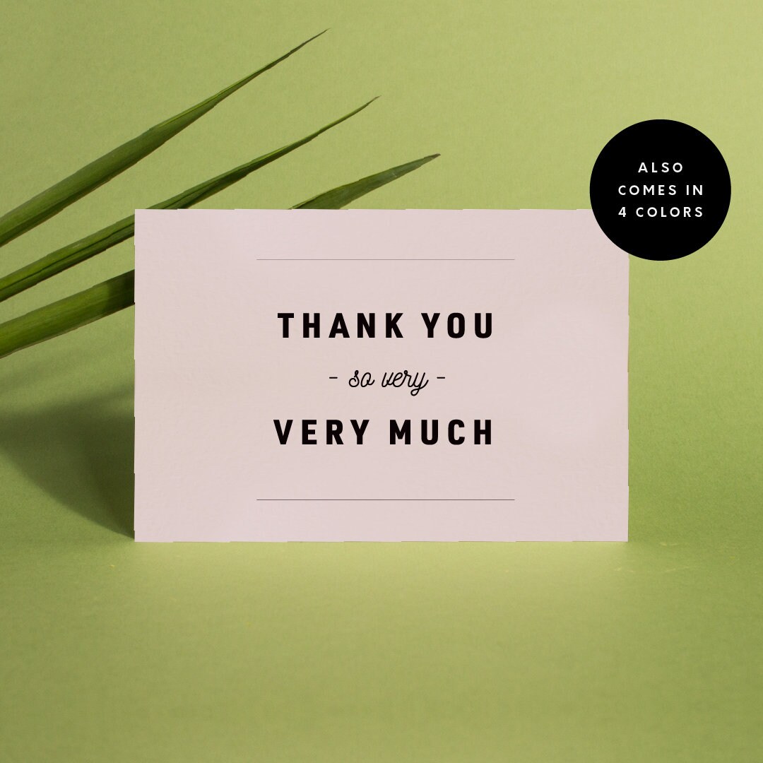 Greeting Cards 5 Colors Included Printable Thank You Card Instant ...