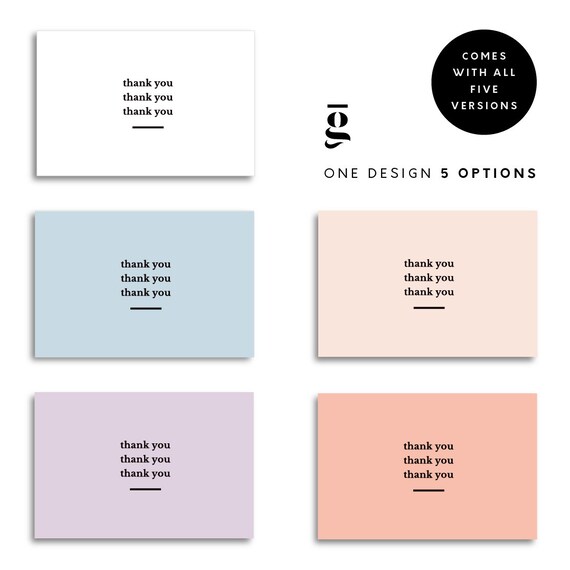 Greeting Cards 5 Colors Included Printable Thank You Card Instant ...