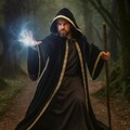 Fantasy Wizard Robe with Hood, Black Hooded Velvet Long Mage Cloak, Medieval Maxi Cape LARP Cosplay, Unisex Adult Sorcerer Halloween Costume