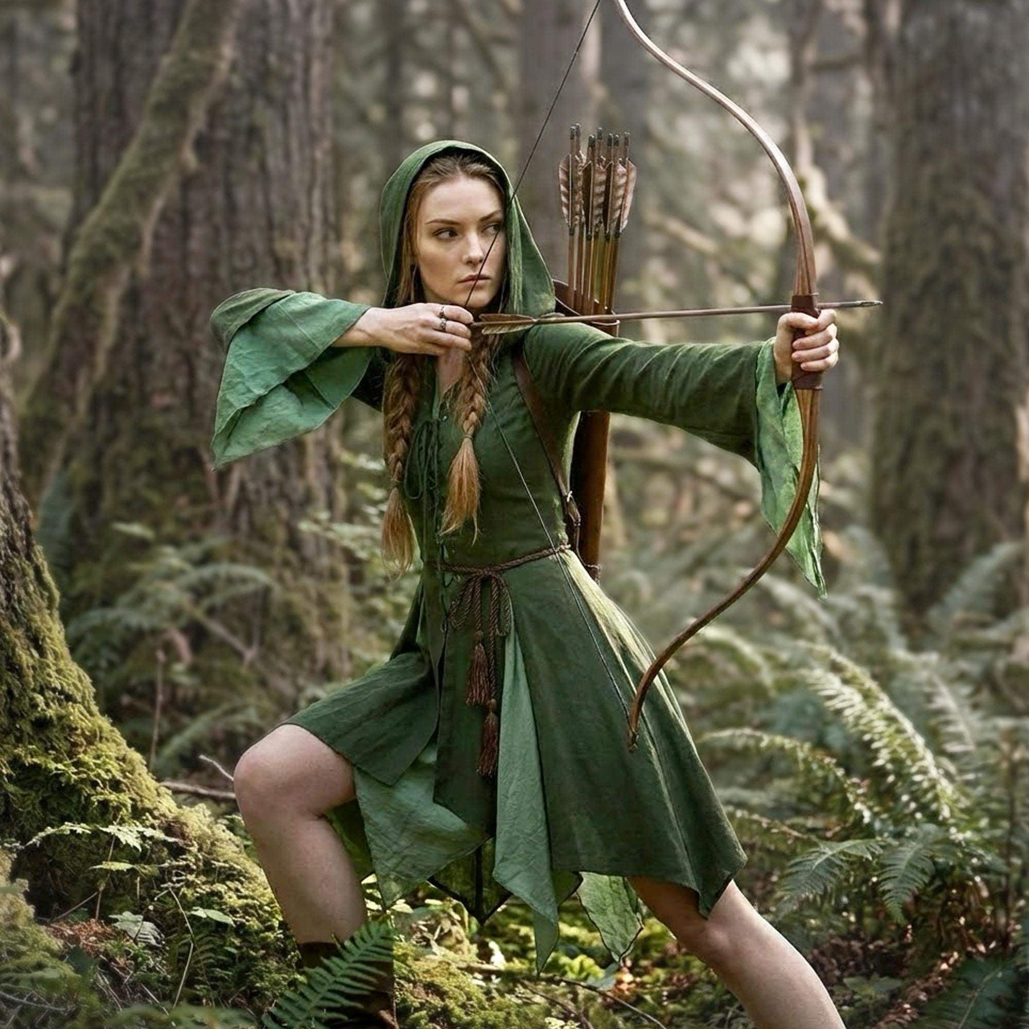 green emerald velvet dress Fantasy medieval fairy elven dress  DressArtMystery