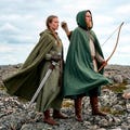 Medieval Green Cape Cloak with Hood, Renaissance Faire Cosplay, LARP SCA Hooded Coat