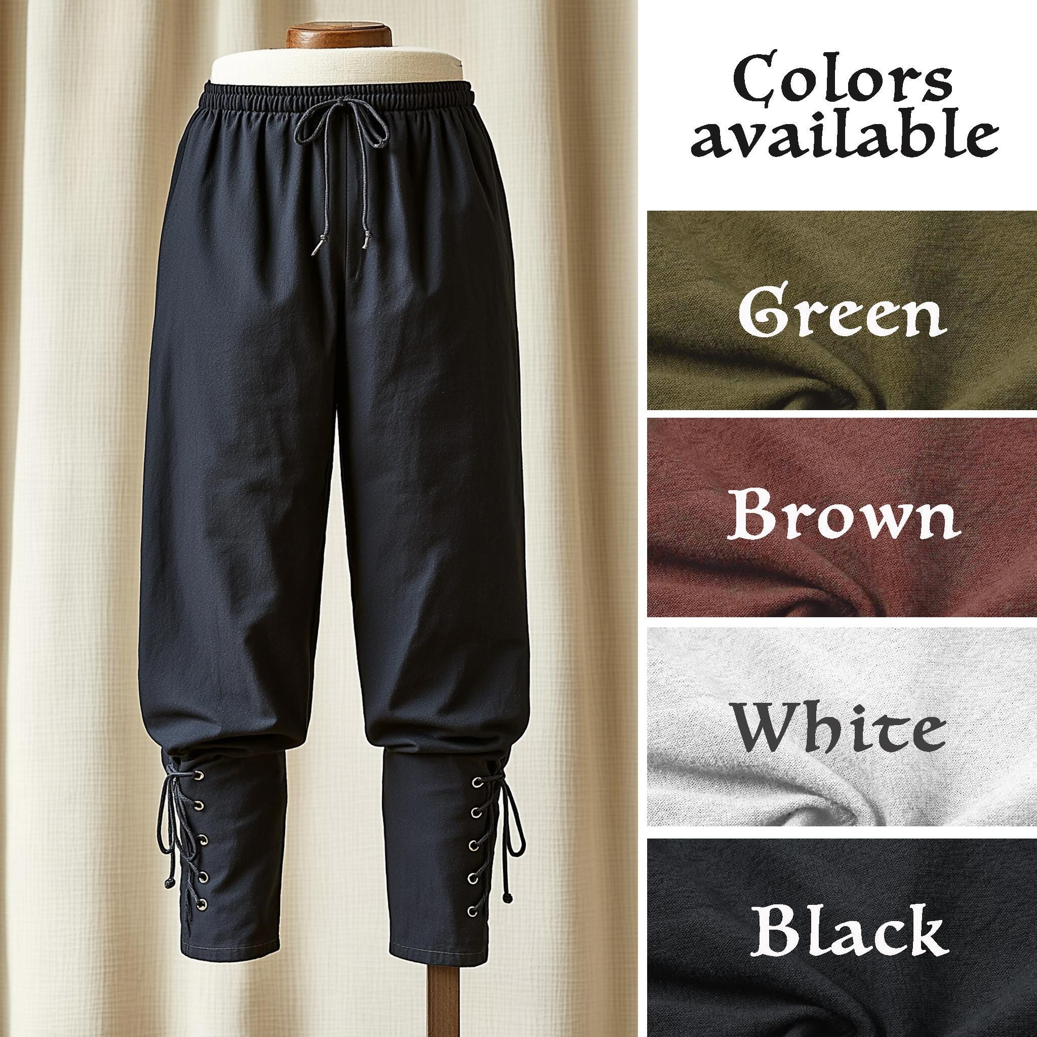 ORANDESIGNE Pantaloni Uomo Tinta Unita Eleganti Medievale Rinascimentale Vichingo Pirata Pantaloni Costume Cosplay Pantaloni Larghi Cavaliere Contadino Naufraghi Costume Pantaloni E Army Green 3XL