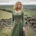 Medieval Rustic Dress & Leather Straps Belt, Women Knight Viking LARP Costume, Renfaire Ranger Simple Linen Long Gown, Plus Size Underdress product logo