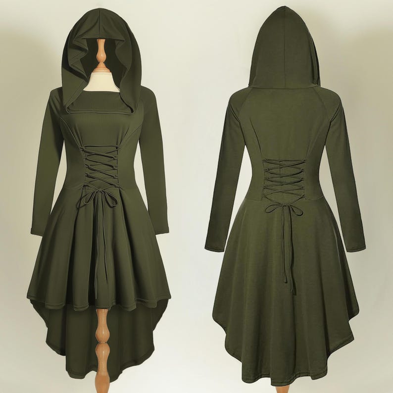 Ranger Women Hoodie Dress, Medieval Elven Assassin Hooded Cape Robe ...