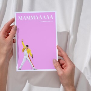 Tarjeta de regalo/cumpleaños/saludo/invitación/divertida tarjeta del Día de la Madre/tarjeta de cultura pop/tarjeta de meme de Freddie Mercury y Queen.