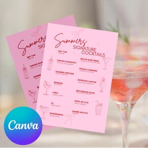 Personalised Drinks Menu | Editable Canva Template | Custom Drink Menu for Party, Wedding, Birthday | Instant Download