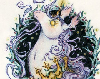 Giclee Unicorn Print: The First Rotten Unicorn - Limited Edition 5x7 Print - Art by Heather R. Hitchman