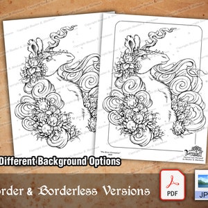 Kirin Coronation Coloring Page Download Kirin Quilin Bust Instant Download Printable Coloring Page JPEG & PDF by Heather R Hitchman image 4