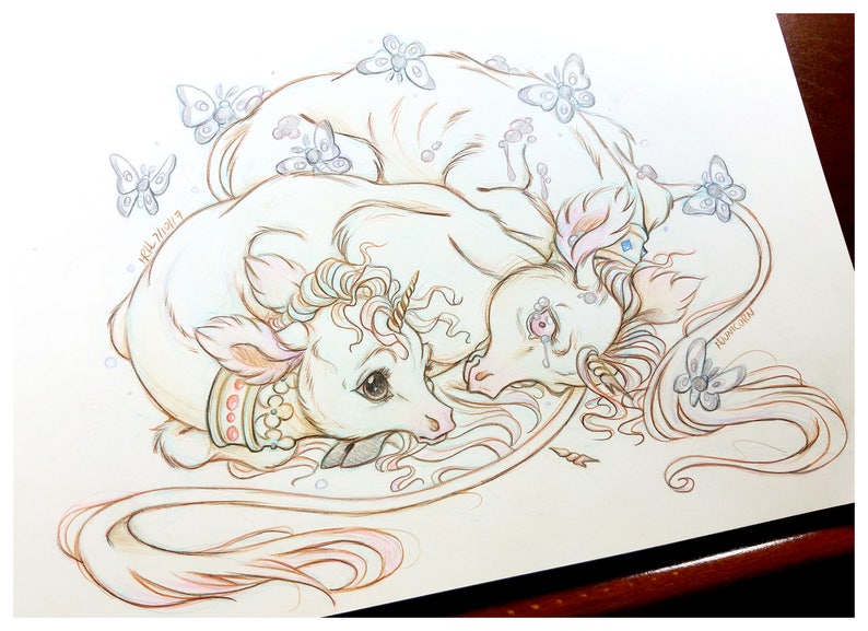 Original Drawing on Moleskine ORIGINAL OOAK Art Junicorn #10 The Brothers