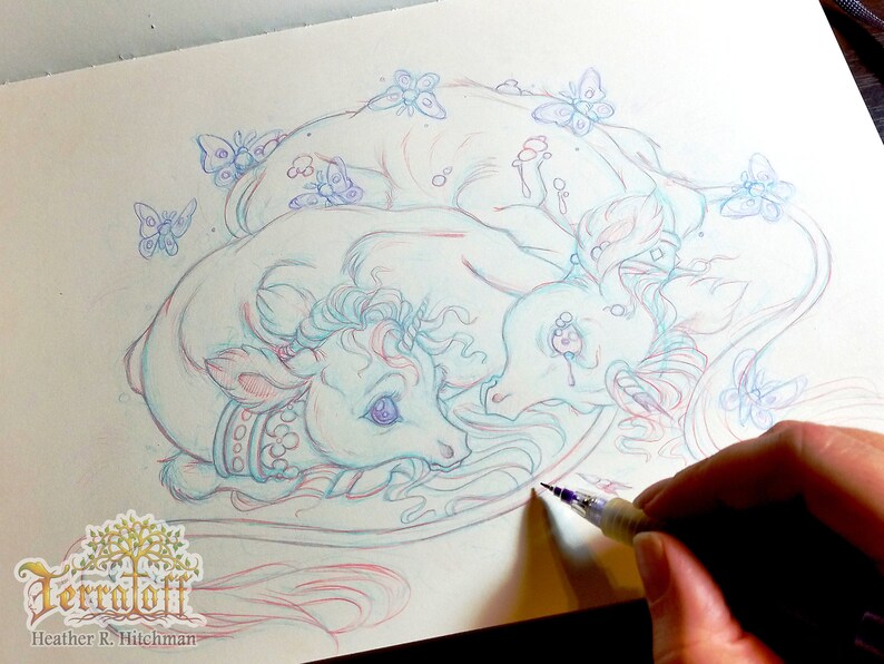 Original Drawing on Moleskine ORIGINAL OOAK Art Junicorn #10 The Brothers