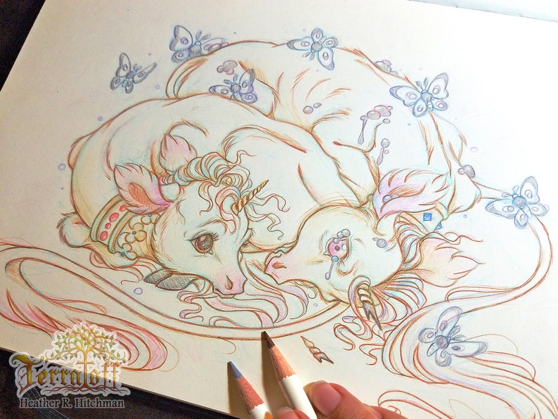 Original Drawing on Moleskine ORIGINAL OOAK Art Junicorn #10 The Brothers