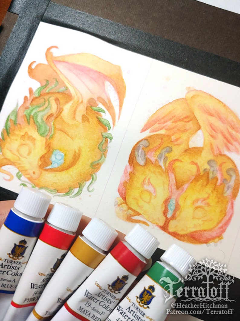 sleeping dragon Original ACEO Wee Red Rotten Wyvern Dragon Mixed Media Painting baby dragon dragon painting hitchman by heather R