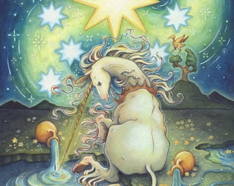 Open Edition Print:  The Star Unicorn- Tarot Artwork - Open Edition Art Print by Heather R. Hitchman
