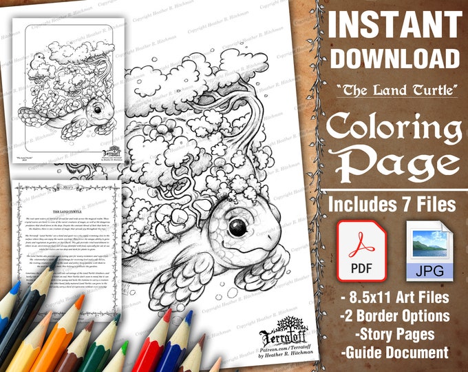 INSTANT DOWNLOAD Coloring Page Turtle Island With the Tree of Life Art ...