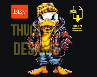 Gangsta Duck PNG | Graphic T-Shirt digital design, Graffiti Urban, Cartoon Duck, Sublimation Vector Cricut, DTG
