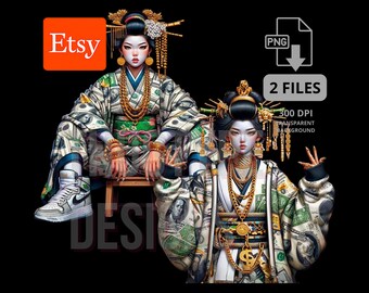 Afrocentric Black Geisha Art PNG File - Etsy