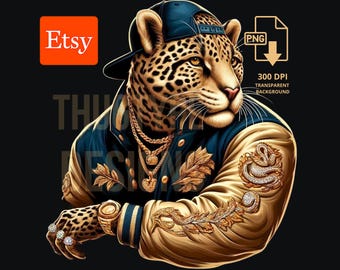 Streetwear Jaguar T-shirt Design PNG, Digital Download PNG, Commercial Use, Resale