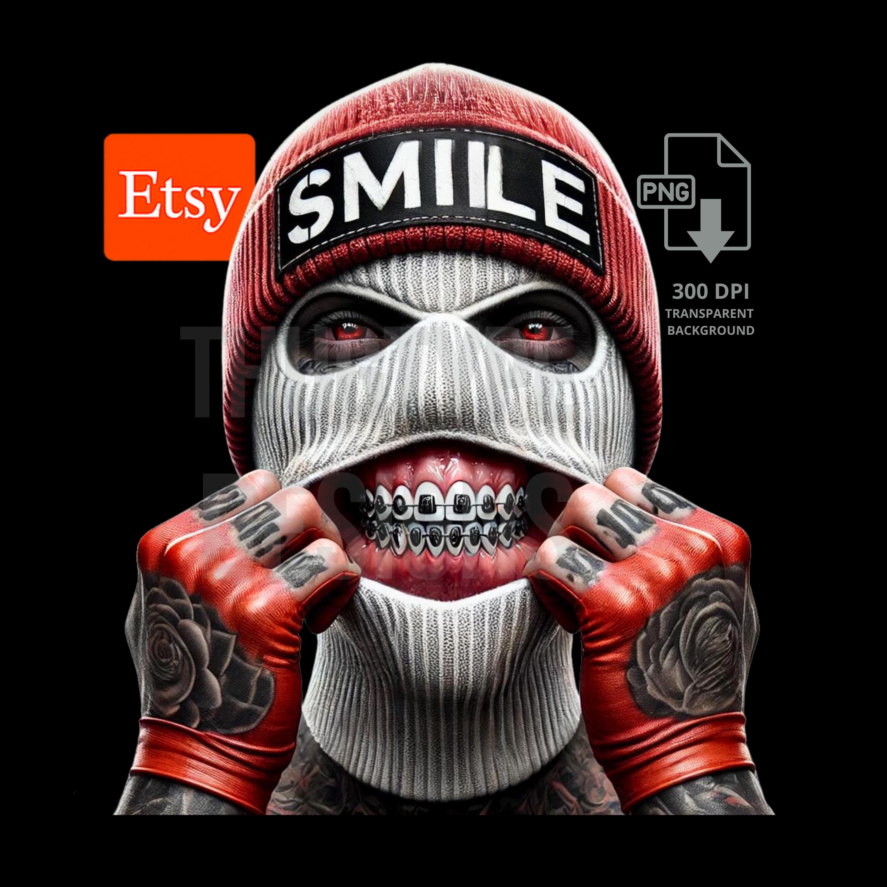Smile Ski Mask Gangster PNG, Gangster PNG, Urban Designs, Streetwear Designs, Hustle guy png, Ski Mask png, Streetwear Style PNG