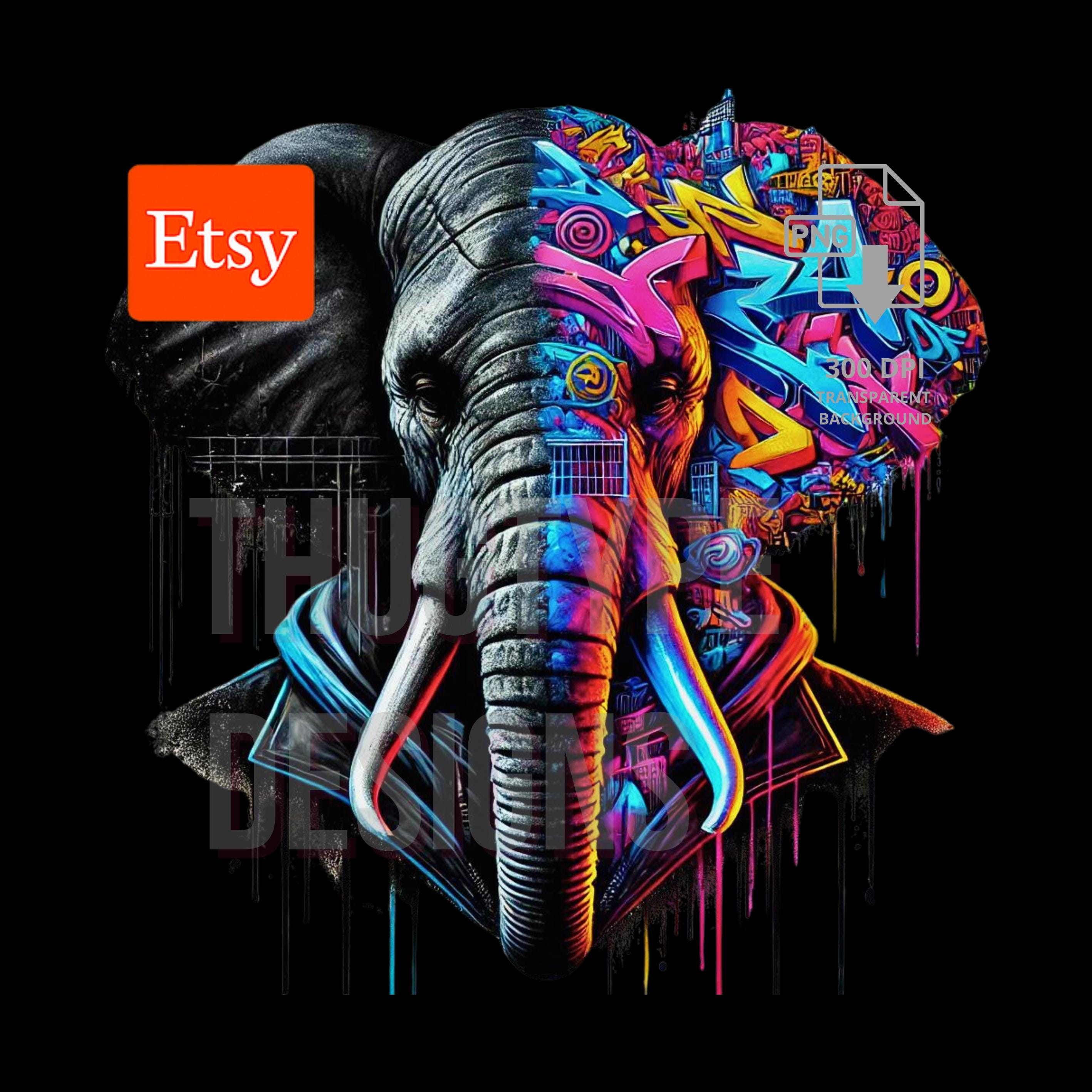 Graffiti elephant - Etsy België, image size:2835x2835