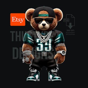 Philadelphia Teddy Bear png, PNG, Football Inspired png, digital download, Football PNG, Football Teddy Bear, Ideal for T-Shirts & Hoodies