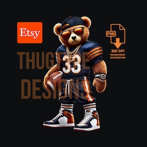 Chicago Football Teddy Bear png, PNG, Football Inspired png, digital download, Football PNG, Football Teddy Bear Ideal for TShirts & Hoodies