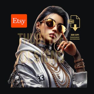 Urban Gangsta Girl T-shirt Design Streetwear Digital Download PNG Design Digital Graphic Aesthetics Art, Commercial Use