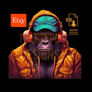 Hip-Hop Gorilla T-shirt Design, Street Style Animal PNG, Urban Gorilla PNG, T-shirt Design PNG, Pod Commercial Use png