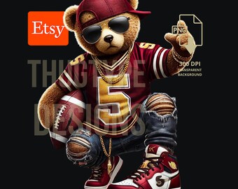 Teddy Bear Png Washington Football shirt Gameday Gear Sublimation dtf sports Design Washington Sports Digital Download