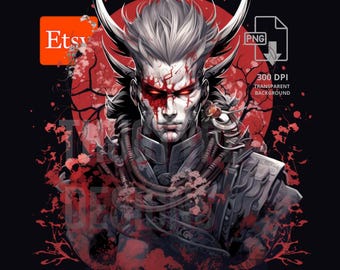 Samurai Warrior T-shirt Design PNG, Digital Download PNG Commercial Use