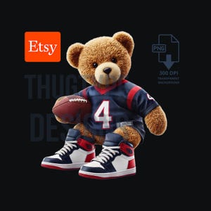 Teddy Bear png, PNG, Football Inspired png, digital download, Football PNG, Football Teddy Bear, Ideal for T-Shirts & Hoodies