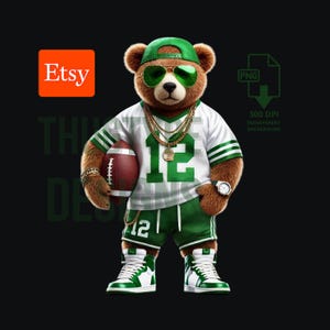 New York Football Teddy Bear png, Football Inspired png, digital download, Football PNG, Football Teddy Bear, Ideal for T-Shirts & Hoodies