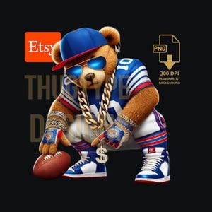 Football Teddy Bear PNG, New York Football Inspired png, digital download PNG, digital download Png, Football Teddy Bear