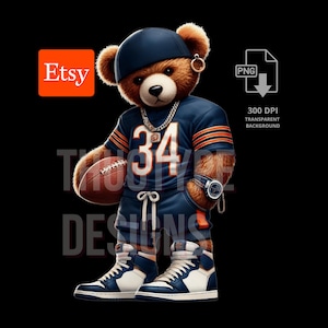 Chicago Football Teddy Bear png, PNG, Football Inspired png, digital download, Football PNG, Football Teddy Bear Ideal for TShirts & Hoodies