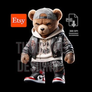 Teddy Bear T-shirt Design PNG, Digital Download PNG, Commercial Use Png