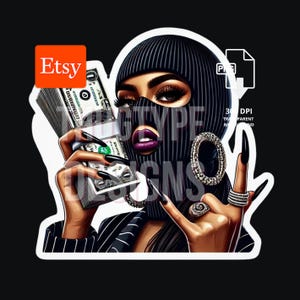 Woman Hustler Black Ski mask, Hustle girl PNG, Sticker PNG, Ski Mask Girl PNG , Ski Mask Woman, Gangster, Digital Design, Badass quotes