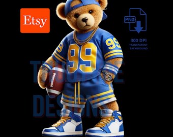 Los Angeles Teddy Bear png, PNG, Football Inspired png, digital download, Football PNG, Football Teddy Bear Ideal for T Shirts & Hoodies