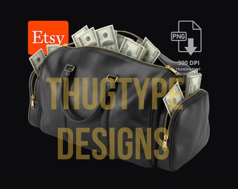 Money Duffel Bag PNG, Cash Bag Hustler Money Design, Sublimation Clipart Digital Download, 300 DPI