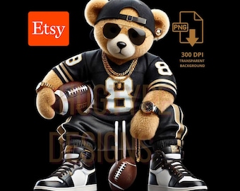 Football Teddy Bear png, PNG, Football Inspired png, digital download, Football PNG, Football Teddy Bear Ideal for T Shirts & Hoodies