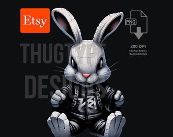 Hustle Hard Fashion Money Rabbit Png Download - Design digitale Hip Hop Rabbit per uso commerciale - Download immediato