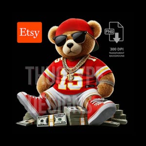 Kansas City Teddy Bear png, PNG, KC Inspired png, digital download, kc PNG, Football Teddy Bear, Ideal for T-Shirts & Hoodies Commercial Use