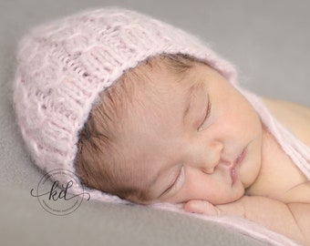 Newborn Bonnet - Newborn Knitted bonnet - Newborn Photography Props- Baby Knit Hat