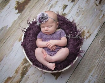 Newborn Tweed Romper & Tieback Set – Lilac Photo Prop