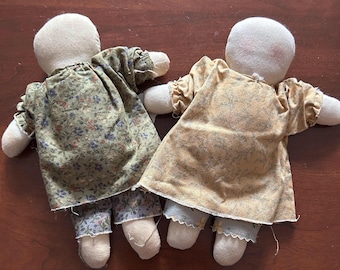 Handmade Muslin Dolls, Primitive Rustic Shelf Sitters, Floral Fabric Home Decor