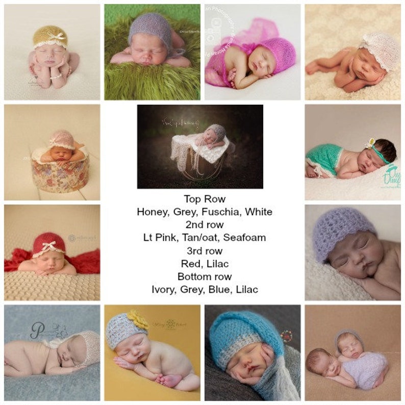 Newborn Mohair turban Adjustable size Newborn Turban Newborn Knitted Mohair bonnet Newborn Photography Props Baby Knit Mohair Hat image 6