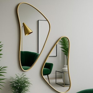 Irregular Wall Decor Mirror  - Wavy Decorative Bedroom Mirror - Asymmetrical Aesthetic Unique Mirror - Large Triangle Dual Abstract Mirror