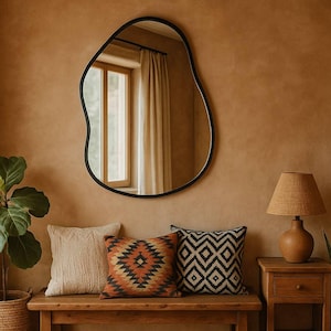 Wavy Decorative Bedroom Mirror  - Irregular Wall Decor Mirror - Asymmetrical Aesthetic Unique Mirror - Large Triangle Dual Abstract Mirror